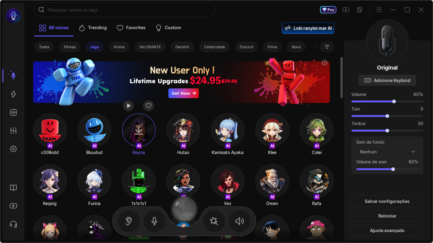 selecione o efeito que você gosta