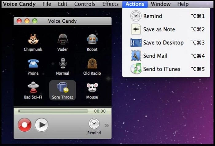 interface de ferramenta de doces de voz