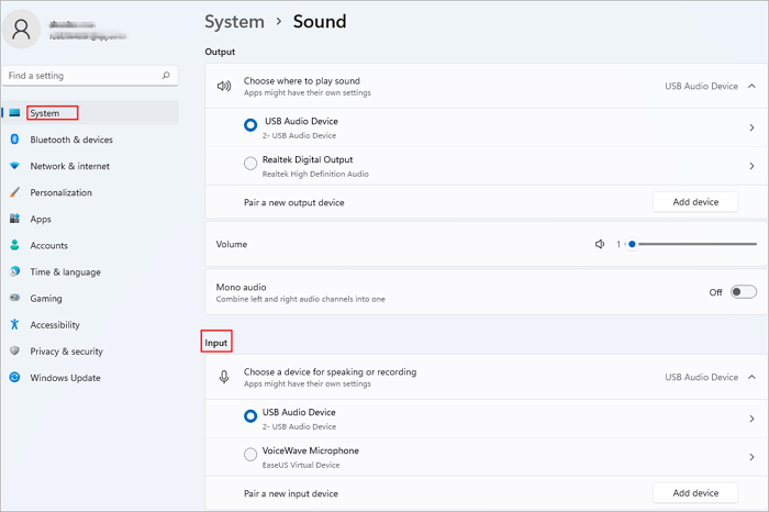 check microphone settings