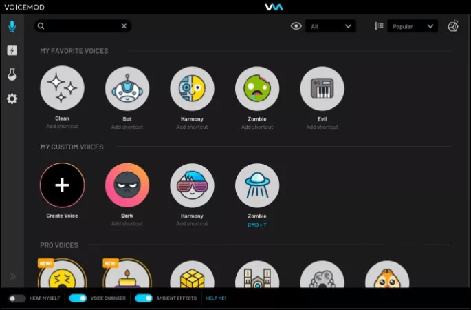 select the filter and speak into the microphone