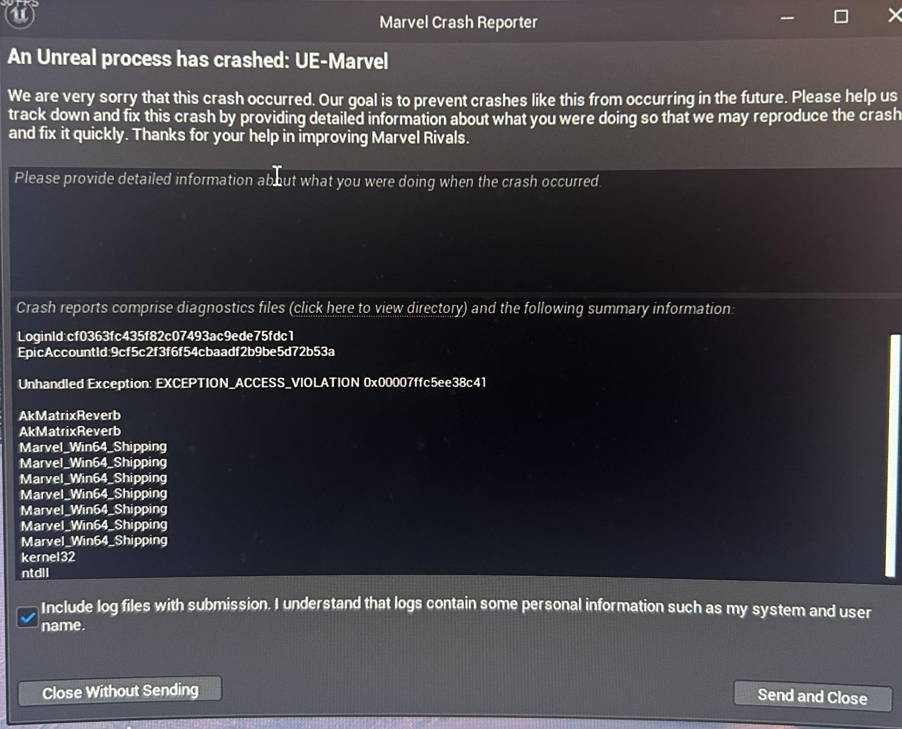 marvel rivals crashing screenshot