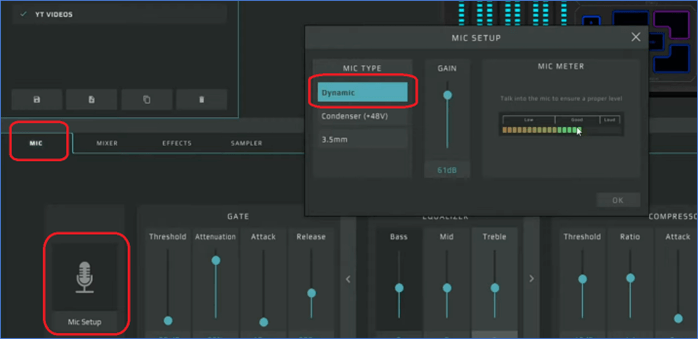 Option micro puis cliquez sur Configuration du micro