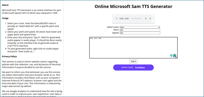 Online Microsoft SAM TTS Generator