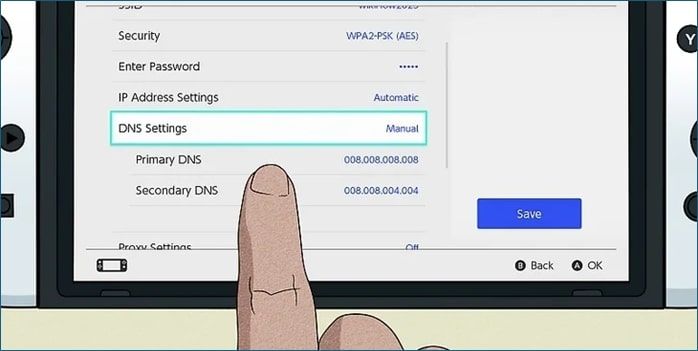Paramètres DNS de Nintendo Switch