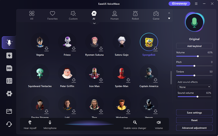 EaseUS sound effects screenshot