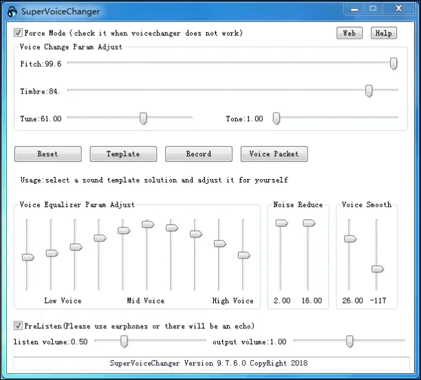 Interfaccia utente Super Voice Changer