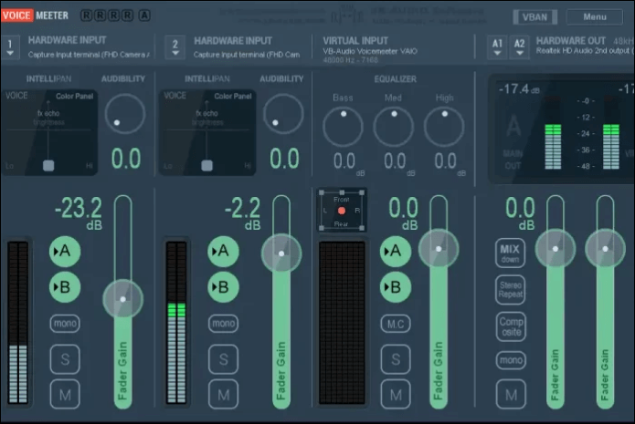 Interfaccia utente di VoiceMeeter