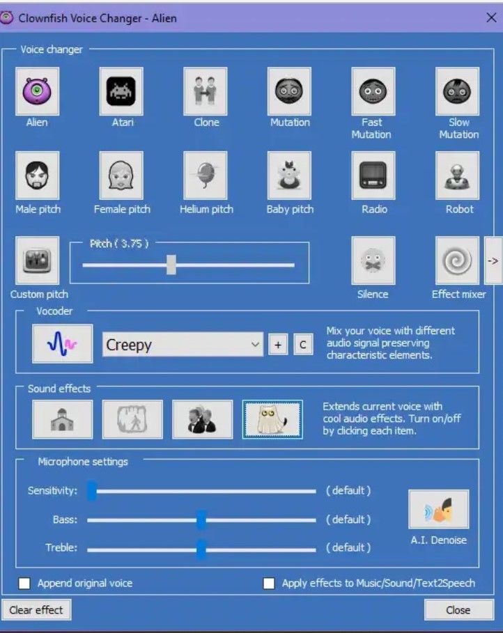 pulsa en establecer cambiador de voz