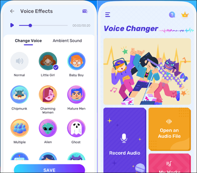 Trocador de voz – efeitos de voz