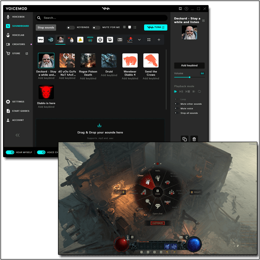 Interface do aplicativo Voicemod