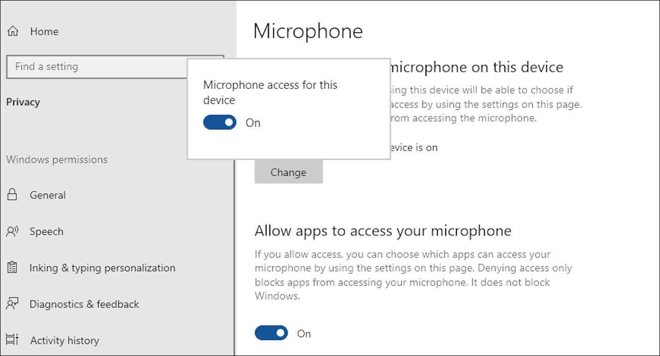 windows privacy microphone