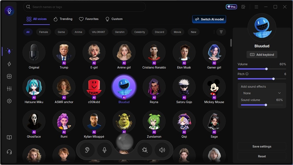 choose a voice filter